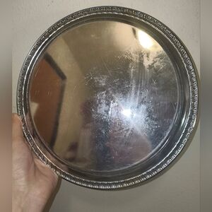 Round Silver Serving Tray